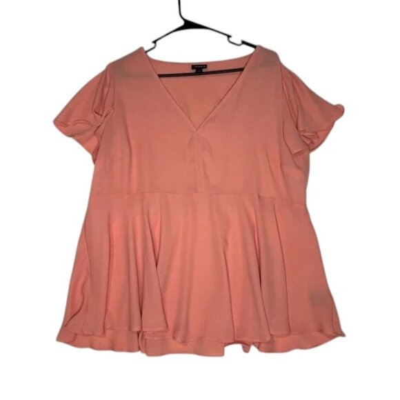 Torrid Pink Ruffle Sleeve Top – Size 1, Casual Blouse Women’s - Picture 1 of 3